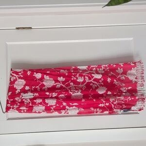 Land's End large floral tassled scarf NWT